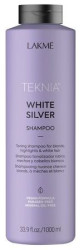 Тонирующий шампунь для нейтрализации желтого оттенка волос Lakme Teknia White Silver Shampoo, 300 мл