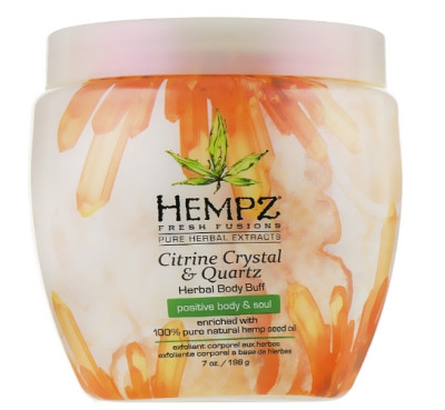 Скраб для тіла з мерехтливим ефектом "Кристал-цитрус" Hempz Fresh Fusions Citrine Crystal and Quartz Herbal Body Buff, 198 г