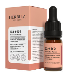 Витамин D3 + K2 в каплях Herbliz D3+K2, 10 мл