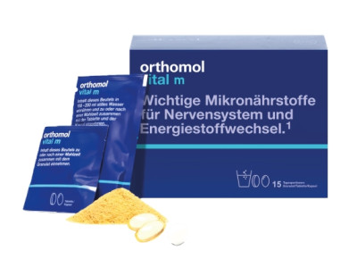 Витамины в гранулах от стресса Апельсин Orthomol Vital M, 15х15г + 30 таблеток + 60 капсул