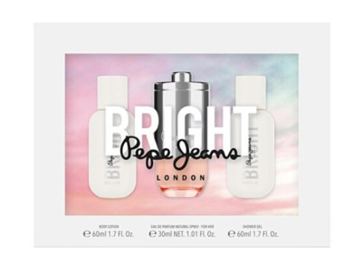 Парфюмированный набор для женщин Pepe Jeans Bright (парфюмерная вода + лосьон для тела + гель для душа)