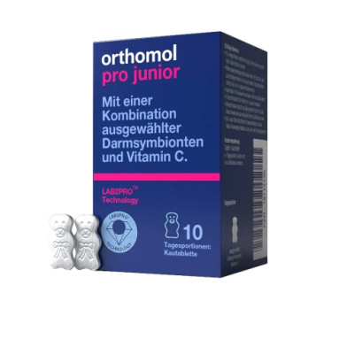 Вітаміни для підтримки кишечника жувальні полуниця Orthomol Pro Junior, 10 шт