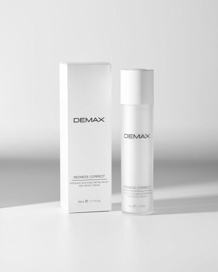 Нічний крем-коректор для сухої, чутливої та куперозної шкіри Demax REDNESS CORRECT Intensive soothing refine relief rich night cream, 50 мл