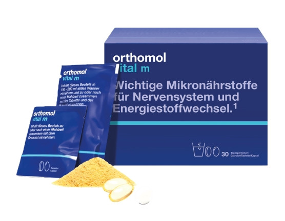 Витамины в гранулах от стресса Апельсин Orthomol Vital M №30, 30 дней