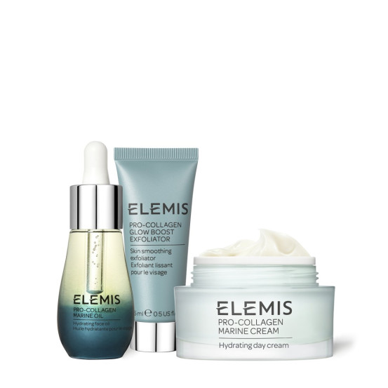 Тріо Про-Колаген для ексфоліації, зволоження та сяйва шкіри ELEMIS Kit The Pro-Collagen Skin Trio Treat Hydrate & Exfoliate Skincare Routine