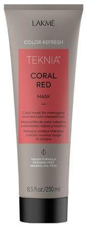 Маска для обновления цвета красных оттенков волос Lakme Teknia Color Refresh Coral Red Mask, 250 мл