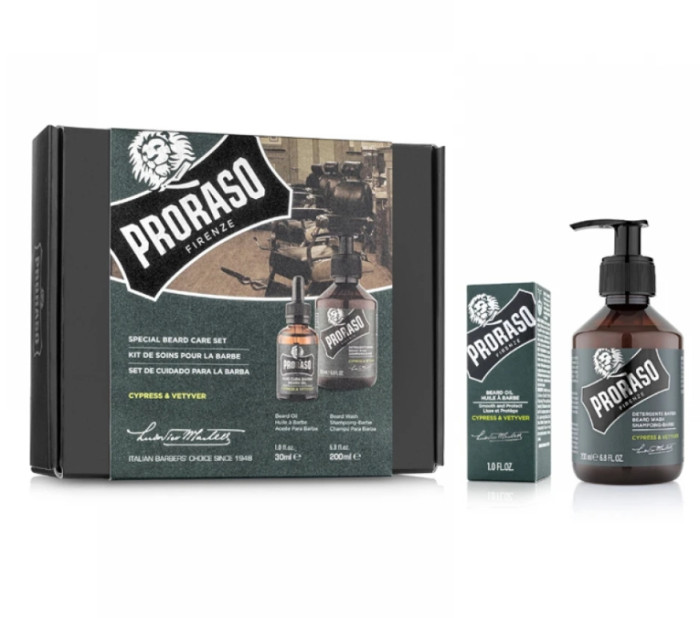 Подарочный набор для бороды Proraso Duo Pack Oil + Shampoo Cypress & Vetyver