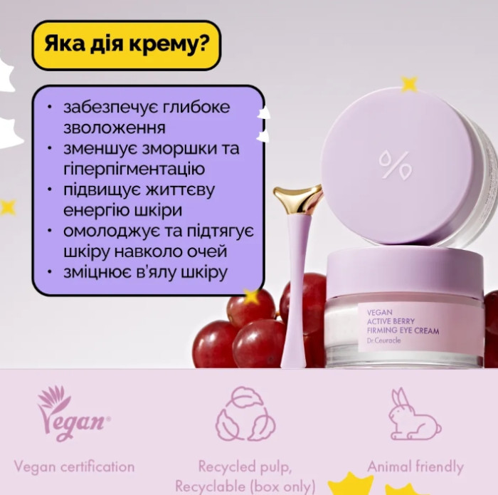 Зміцнювальний крем для шкіри навколо очей Dr.Ceuracle Vegan Active Berry Firming Eye Cream, 32 г