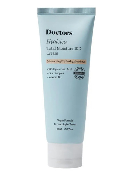 Зволожувальний крем з 10 формами гіалуронової кислоти та центелою Doctors Hyalcica Total Moisture 10 D Cream, 80 мл