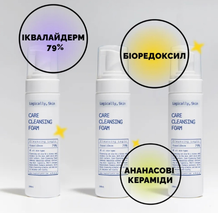 М’яка очищувальна пінка для вмивання Logically, Skin Care Cleansing Foam, 200 мл