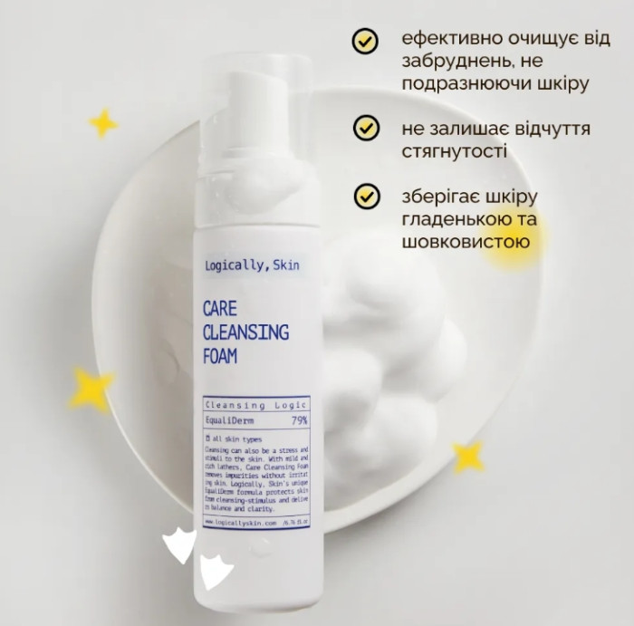 М’яка очищувальна пінка для вмивання Logically, Skin Care Cleansing Foam, 200 мл