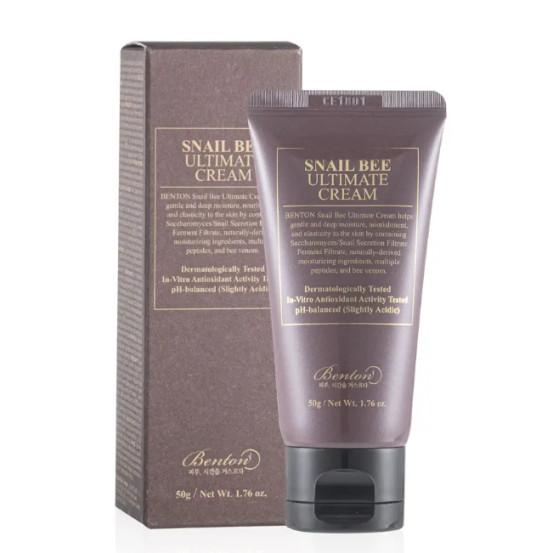 Крем с ферментированным муцином улитки и пчелиным ядом Benton Snail Bee Ultimate Cream, 50 г