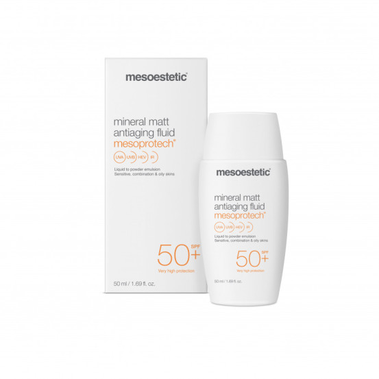 Мінеральний матуючий флюїд для жирної шкіри Mesoestetic Mesoprotech Mineral Matt Antiaging Fluid SPF50, 50 мл