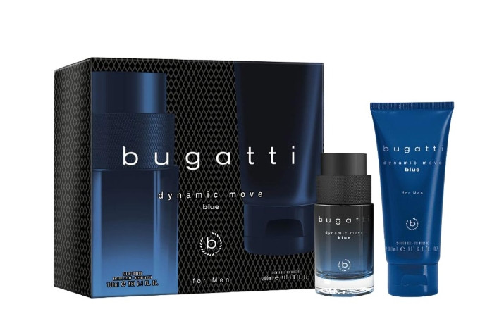 Парфюмерный набор Bugatti Dynamic Move Blue (туалетная вода 100 мл + гель/душа 200 мл)