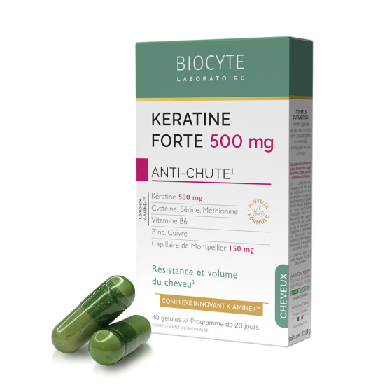 Кератин с витаминами для укрепления волос Biocyte KERATINE FORTE 500MG AC, 40 шт