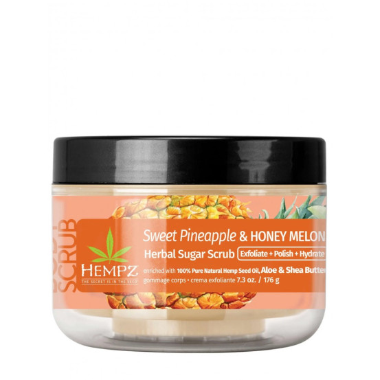 Скраб цукровий "Солодкий ананас та Медова диня" Hempz Sweet Pineapple & Honey Melon Herbal Sugar Scrub, 176 г
