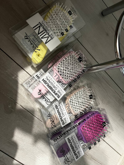 Гребінець для волосся Janeke MINI Superbrush the Original Small (розовий з білим)