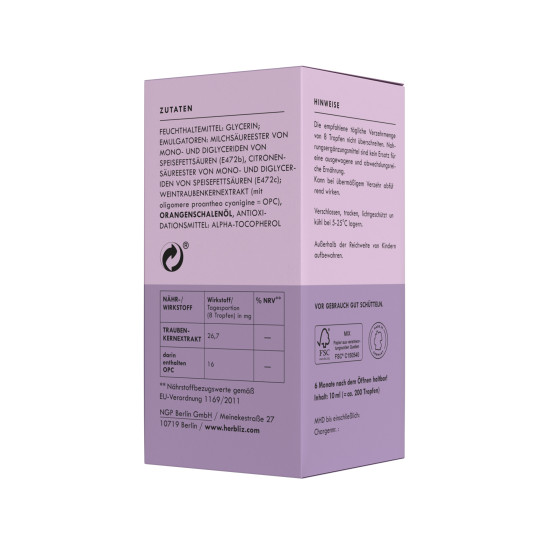 Пищевая добавка в каплях Herbliz OPC - Grape seed extract, 10 мл