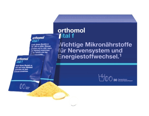 Вітаміни в гранулах від стресу Грейпфрут Orthomol Vital F, 30х15г + 30 пігулок + 30 капсул
