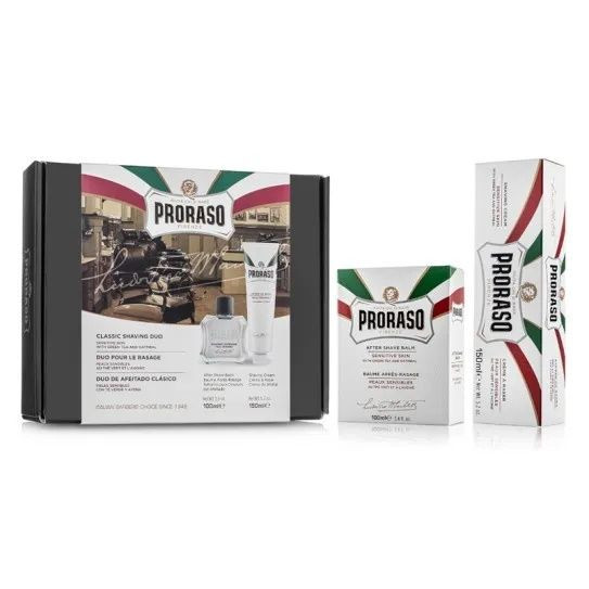 Подарунковий набір для гоління Proraso Duo Pack Tube + Balm Sensitive