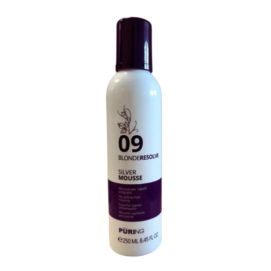 Мусс антижелтый для светлых волос Puring 09 BLONDERESOLVE SILVER MOUSSE, 250 мл