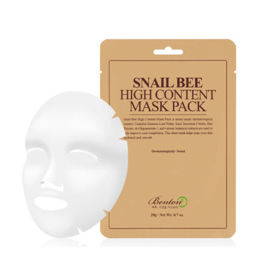 Маска з високим вмістом муцину равлики та отрути бджоли Benton Snail Bee High Content Mask 1 шт