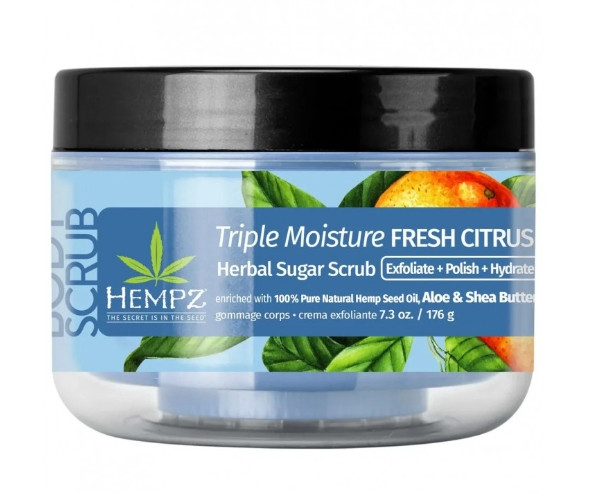 Скраб сахарный "Тройное увлажнение" Hempz Triple Moisture Fresh Citrus Herbal Sugar Scrub, 176 г